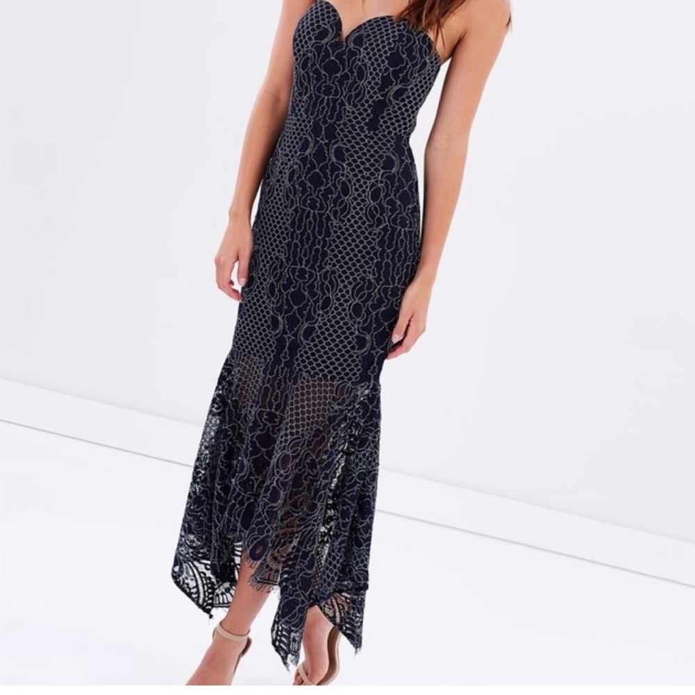Shona Joy  Black Lace Evening Dress